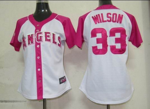 Los Angeles Angels 33 Wilson Womens Pink Splash Fashion Jersey