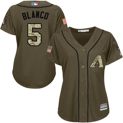 Diamondbacks #5 Gregor Blanco Green Salute to Service Women's Stitched MLB Jersey