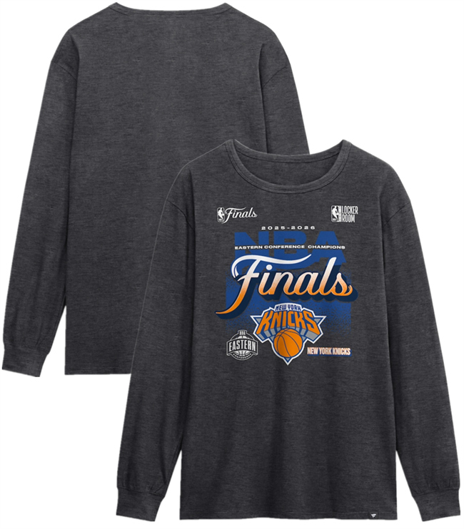 Men's New York Knicks Charcoal 2026 Eastern Conference Champions Locker Room Long Sleeve T-Shirt