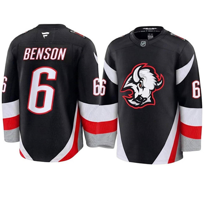 Men's Buffalo Sabres #6 Zach Benson Black Alternate Stitched Hockey Jersey