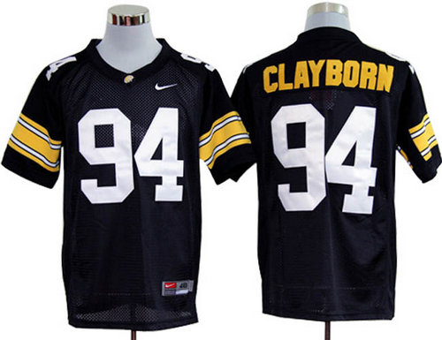 Hawkeyes #94 Adrian Clayborn Black Embroidered NCAA Jersey