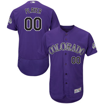 Men's Colorado Rockies Majestic Purple Alternate Flex Base Authentic Collection Custom Jersey with Commemorative Patch