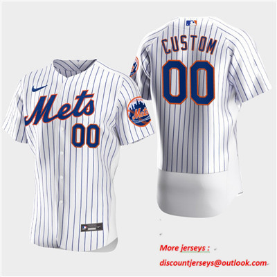 Men's Custom New York Mets Custom Nike White Flexbase Jersey