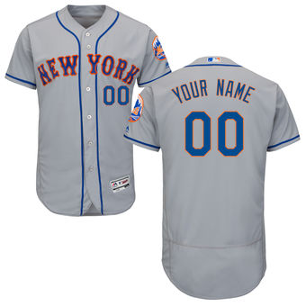 Men's New York Mets Majestic Road Gray Flex Base Authentic Collection Custom Jersey