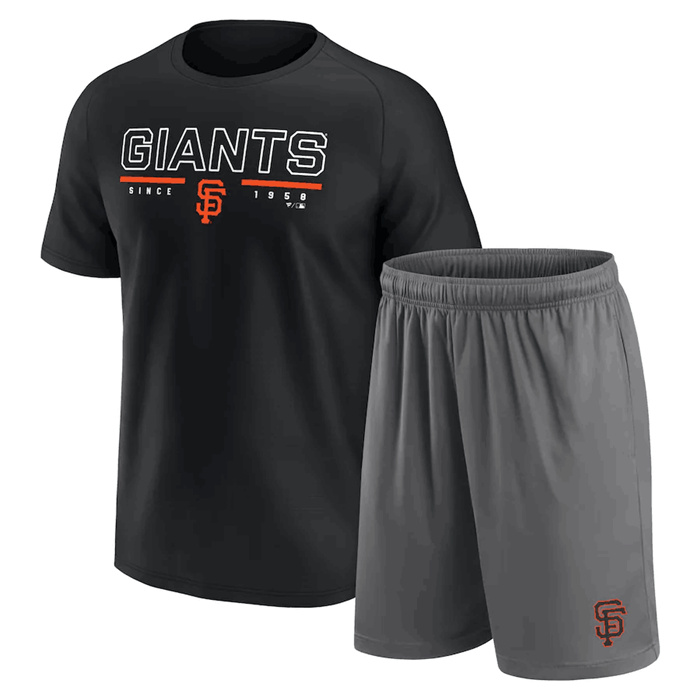Men's San Francisco Giants Black Heather Gray Arch T-Shirt & Shorts Combo Set