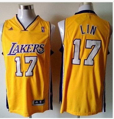 Youth NBA Revolution 30 Lakers #17 Jeremy Lin Gold Stitched Jersey