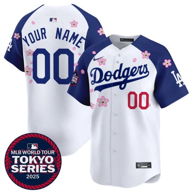 Men's Los Angeles Dodgers Active Player Custom White Royal 2025 Tokyo Series Limited Stitched Baseball Jersey Men's Los Angeles Dodgers Active Player Custom White Royal 2025 Tokyo Series Limited Stitched Baseball Jersey