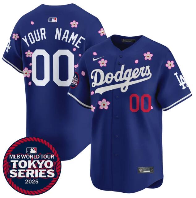 Men's Los Angeles Dodgers Active Player Custom Royal 2025 Tokyo Series Limited Stitched Baseball Jersey Men's Los Angeles Dodgers Active Player Custom Royal 2025 Tokyo Series Limited Stitched Baseball Jersey
