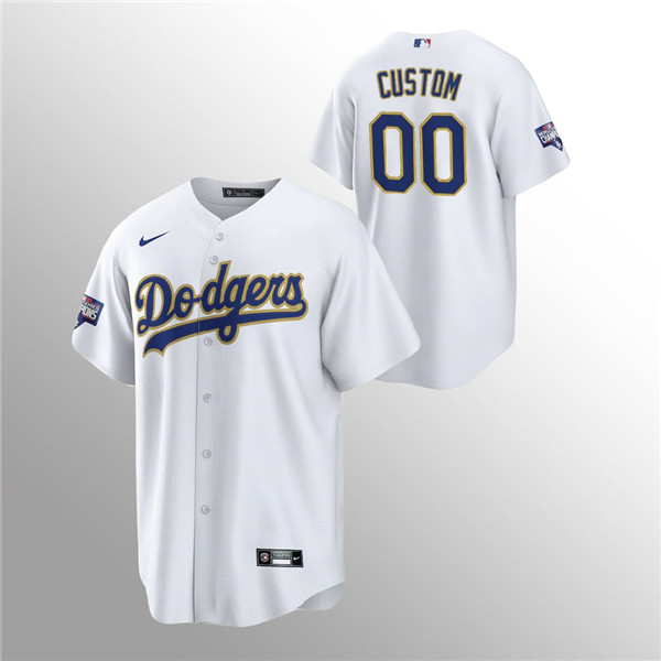 Custom Men's Dodgers White 2021 Gold Program Replica Jersey Custom Men's Dodgers White 2021 Gold Program Replica Jersey