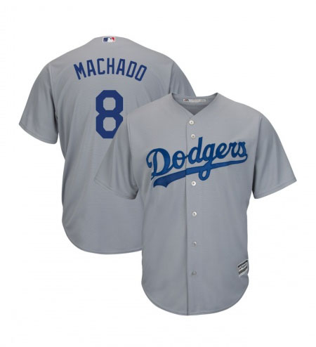 Dodgers #8 Machado Grey Cool base Authentic CustomizedStitched MLB Jersey Dodgers #8 Machado Grey Cool base Authentic CustomizedStitched MLB Jersey