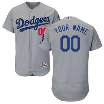 Men's Los Angeles Dodgers Majestic Alternate Road Gray Flex Base Authentic Collection Custom Jersey Men's Los Angeles Dodgers Majestic Alternate Road Gray Flex Base Authentic Collection Custom Jersey