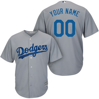 Men's Los Angeles Dodgers Majestic Gray Road Alternate Cool Base Custom Jersey