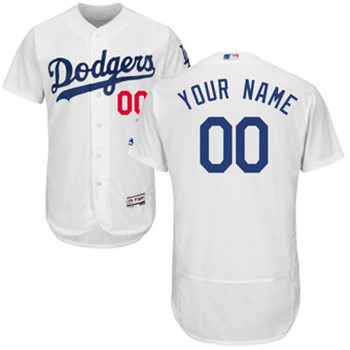 Men's Los Angeles Dodgers Majestic Home White Flex Base Authentic Collection White Custom Jersey Men's Los Angeles Dodgers Majestic Home White Flex Base Authentic Collection White Custom Jersey