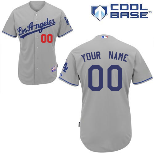 Dodgers Grey Customized Men Cool Base Jersey Dodgers Grey Customized Men Cool Base Jersey