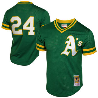Custom Men's Oakland Athletics Mitchell & Ness Green 1991 Cooperstown Mesh Batting Practice Jersey