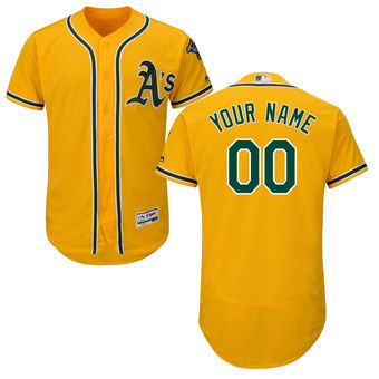 Men's Oakland Athletics Majestic Alternate Gold Flex Base Authentic Collection Custom Jersey