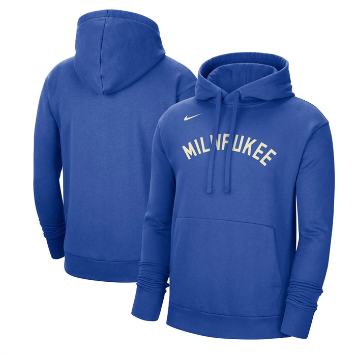 Men's Milwaukee Bucks Royal 2022 23 City Edition Essential Pullover Hoodie