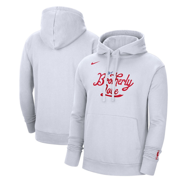 Men's Philadelphia 76ers White 2022 23 City Edition Essential Pullover Hoodie