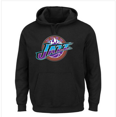 Utah Jazz Majestic Hardwood Classics Tech Patch Pullover Hoodie Black
