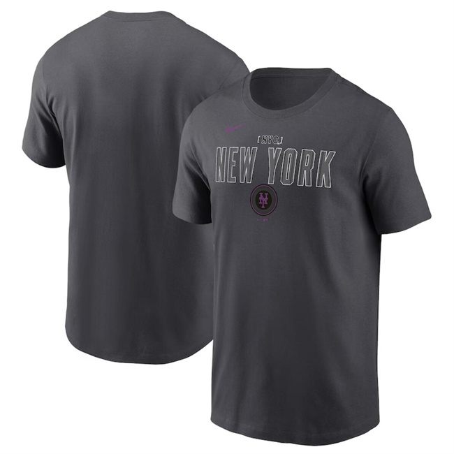 Men's New York Mets Charcoal 2024 City Connect Graphic T-Shirt Men's New York Mets Charcoal 2024 City Connect Graphic T-Shirt