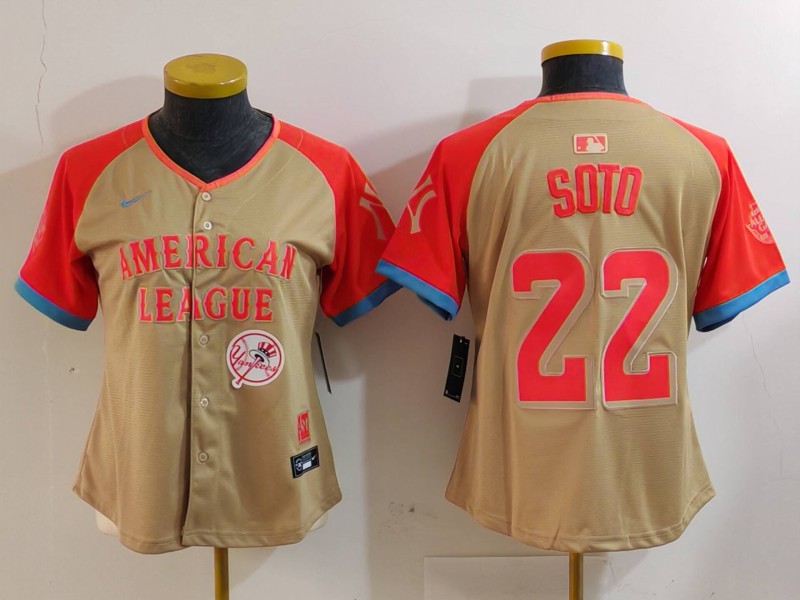 Women's American League #22 Juan Soto Cream 2024 All-Star Limited Stitched Baseball Jersey(Run Small) 6