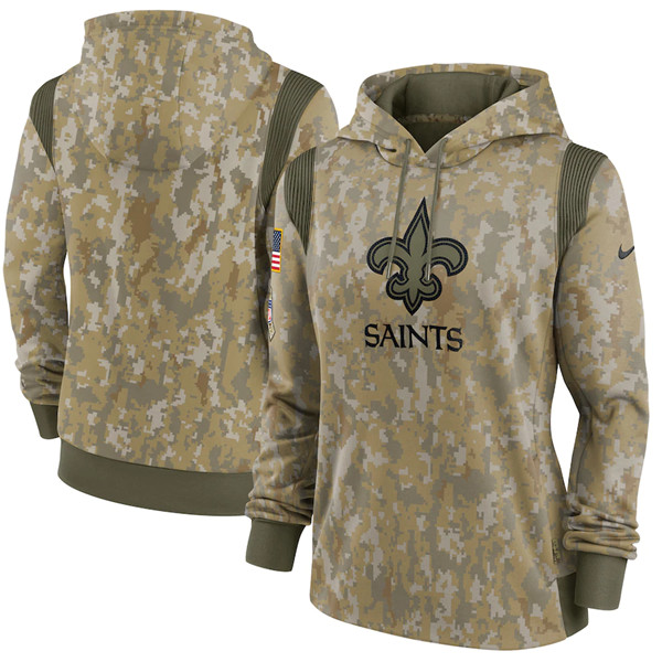 Women's New Orleans Saints 2021 Camo Salute To Service Therma Performance Pullover Hoodie(Run Small) Women's New Orleans Saints 2021 Camo Salute To Service Therma Performance Pullover Hoodie(Run Small)
