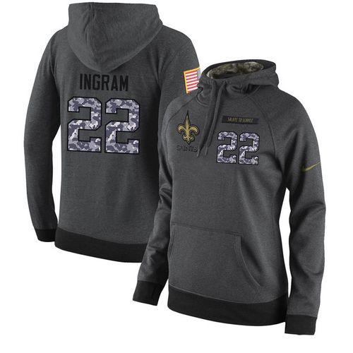 NFL Women's Nike New Orleans Saints #22 Mark Ingram II Stitched Black Anthracite Salute to Service Player Performance Hoodie NFL Women's Nike New Orleans Saints #22 Mark Ingram II Stitched Black Anthracite Salute to Service Player Performance Hoodie