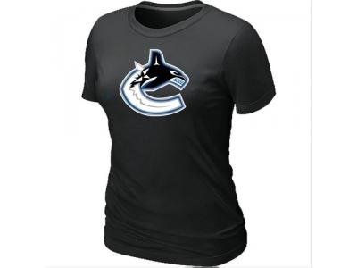 Women NHL Vancouver Canucks Big & Tall Logo Black T-Shirt