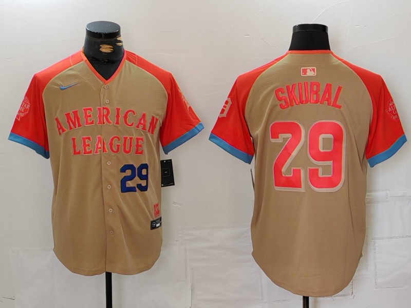 Men's American League #29 Tarik Skubal Cream 2024 All-Star Limited Stitched Baseball Jersey 7 Men's American League #29 Tarik Skubal Cream 2024 All-Star Limited Stitched Baseball Jersey 7