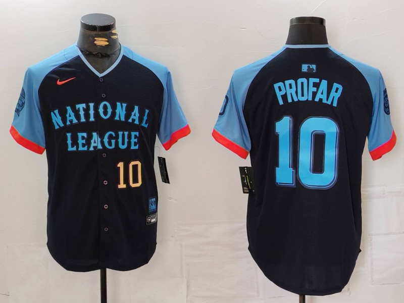 Men's National League #10 Jurickson Profar Navy 2024 All-Star Limited Stitched Baseball Jersey 1 Men's National League #10 Jurickson Profar Navy 2024 All-Star Limited Stitched Baseball Jersey 1