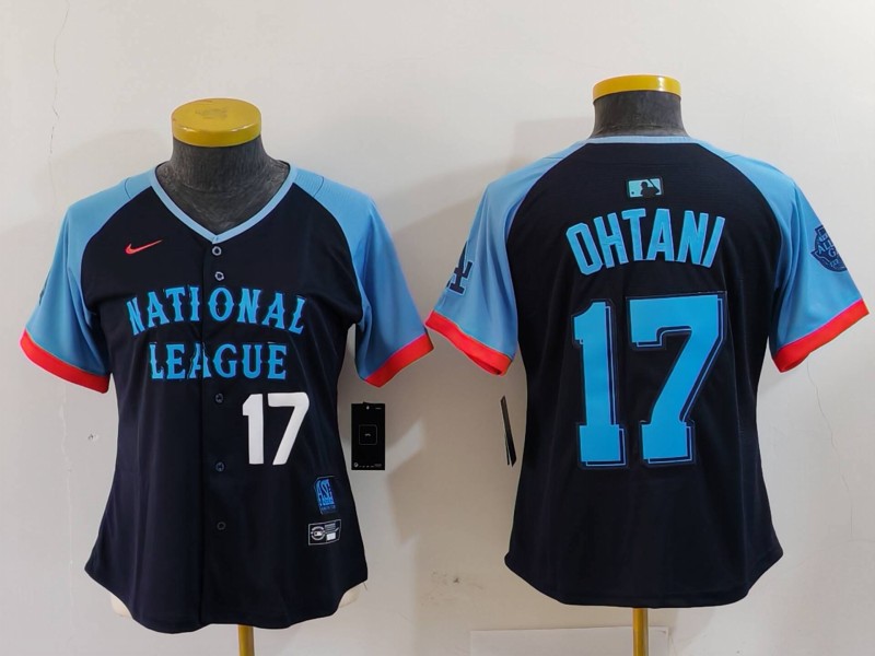 Women's National League #17 Shohei Ohtani Navy 2024 All-Star Limited Stitched Baseball Jersey(Run Small) 6 Women's National League #17 Shohei Ohtani Navy 2024 All-Star Limited Stitched Baseball Jersey(Run Small) 6