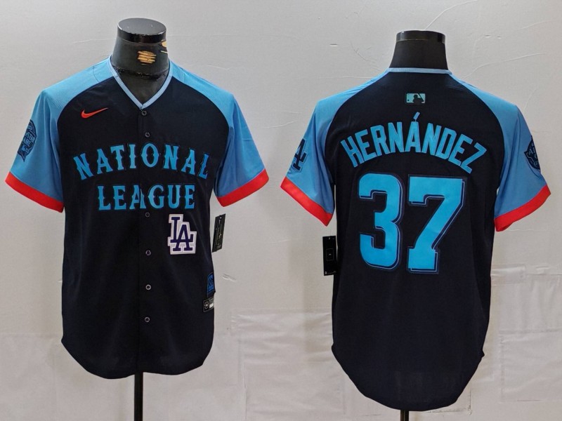 Men's National League #37 Teoscar Hernandez Navy 2024 All-Star Limited Stitched Baseball Jersey 2