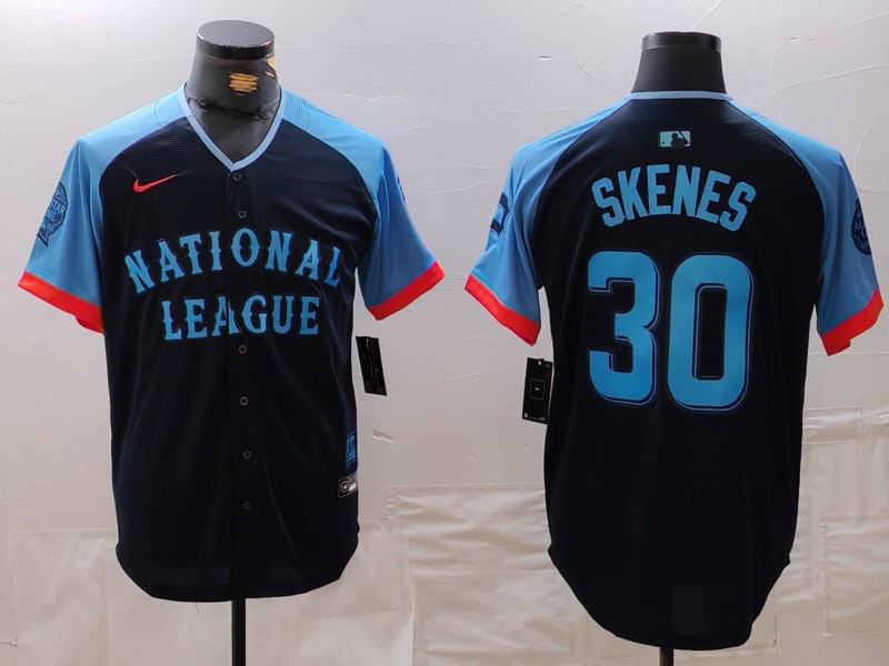 Men's National League #30 Paul Skenes Navy 2024 All-Star Limited Stitched Baseball Jersey 6