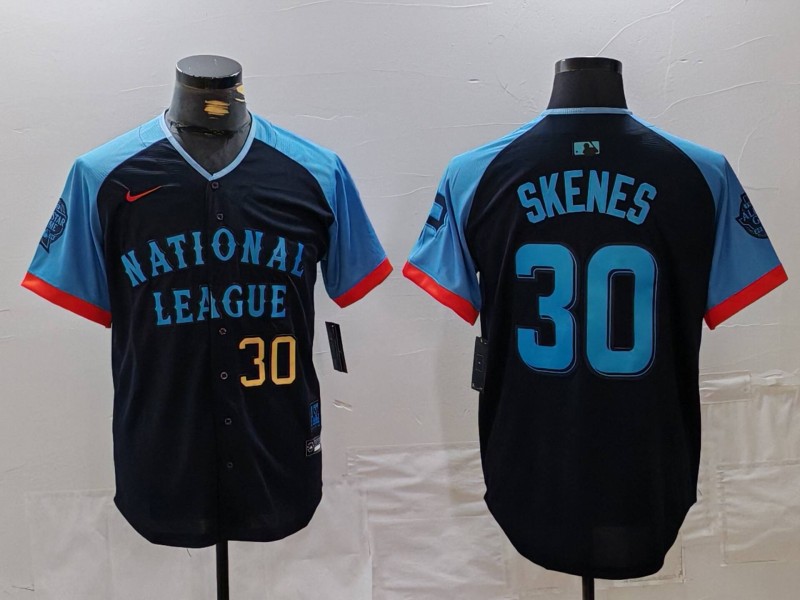 Men's National League #30 Paul Skenes Navy 2024 All-Star Limited Stitched Baseball Jersey 5