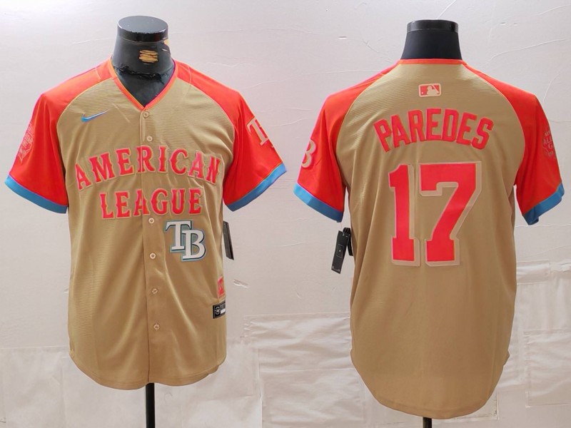 Men's American League #17 Isaac Paredes Cream 2024 All-Star Limited Stitched Jersey 5