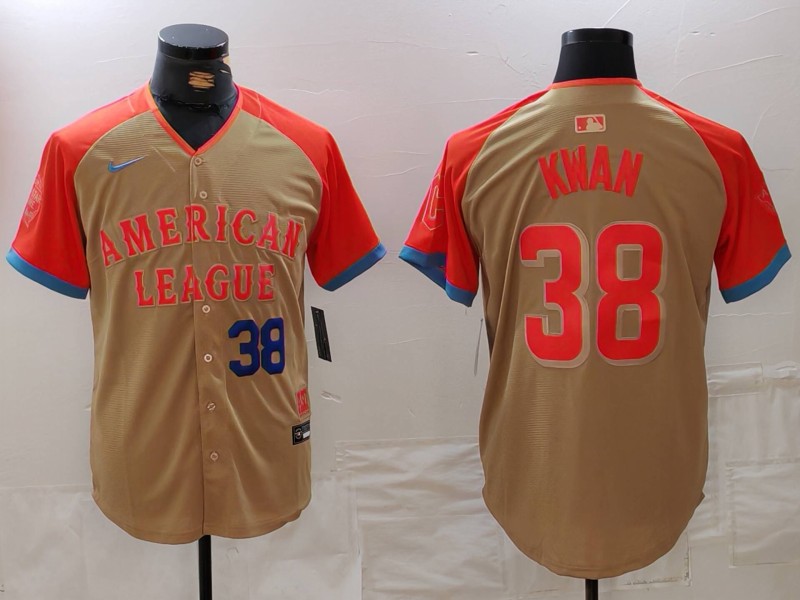 Men's American League #38 Steven Kwan Cream 2024 All-Star Limited Stitched Jersey 3