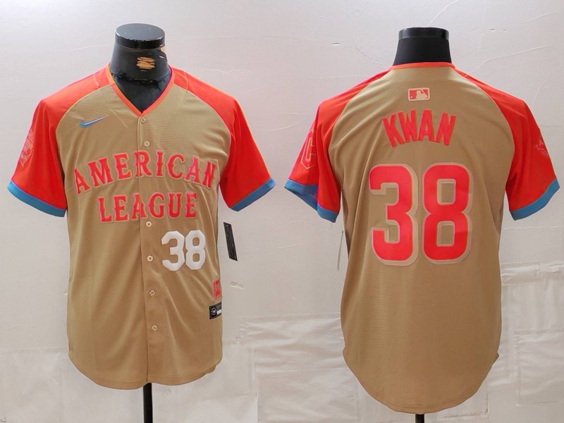 Men's American League #38 Steven Kwan Cream 2024 All-Star Limited Stitched Jersey 2