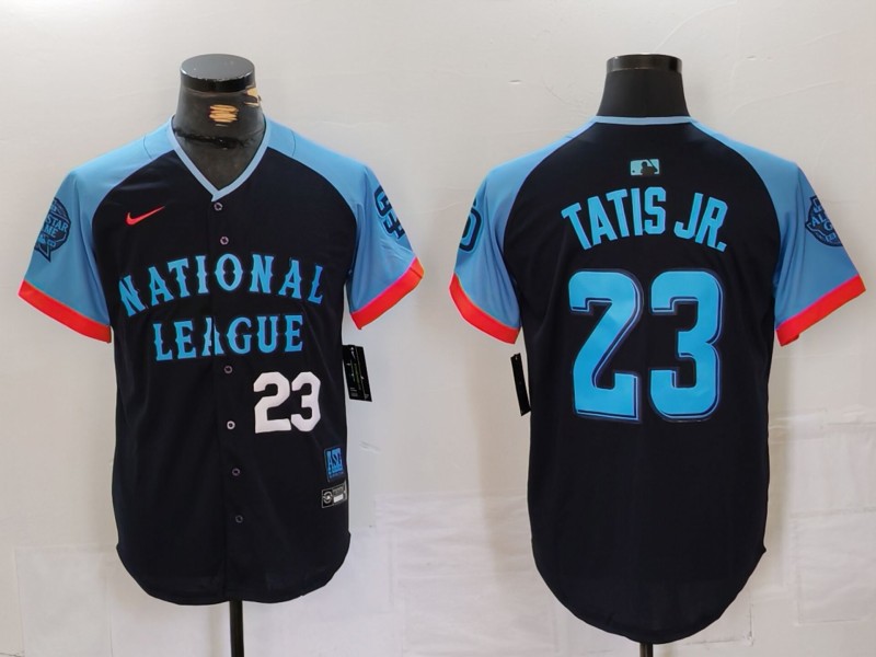 Men's National League #23 Fernando Tatis Jr. Navy 2024 All-Star Limited Stitched Baseball 3