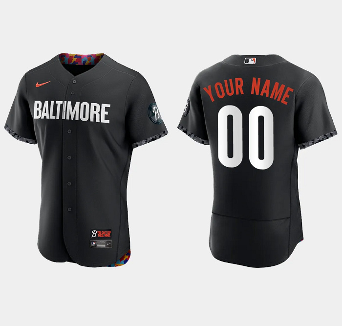 Men's Baltimore Orioles Active Player Custom Black 2023 City Connect Flex Base Stitched Baseball Jersey Men's Baltimore Orioles Active Player Custom Black 2023 City Connect Flex Base Stitched Baseball Jersey
