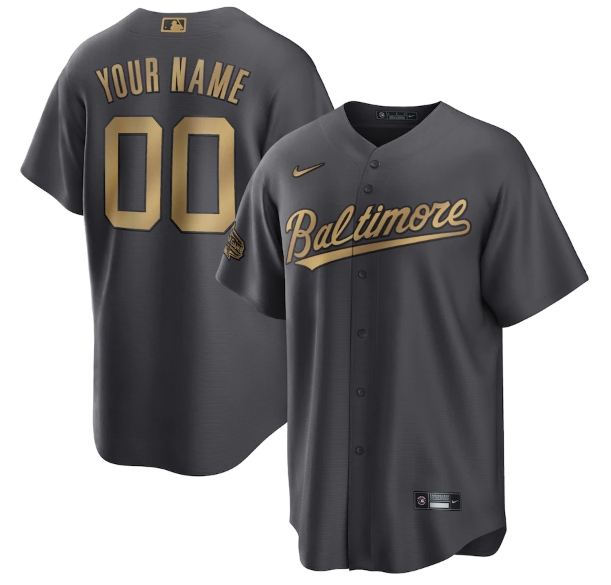 Men's Baltimore Orioles Active Player Custom 2022 All-Star Charcoal Cool Base Stitched Baseball Jersey Men's Baltimore Orioles Active Player Custom 2022 All-Star Charcoal Cool Base Stitched Baseball Jersey