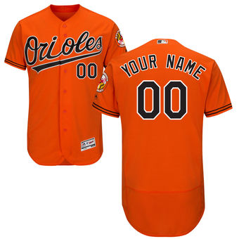 Men's Baltimore Orioles Majestic Alternate Orange Flex Base Authentic Collection Custom Jersey Men's Baltimore Orioles Majestic Alternate Orange Flex Base Authentic Collection Custom Jersey