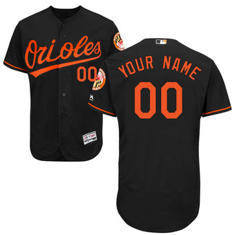 Men's Baltimore Orioles Majestic Alternate Black Flex Base Authentic Collection Custom Jersey