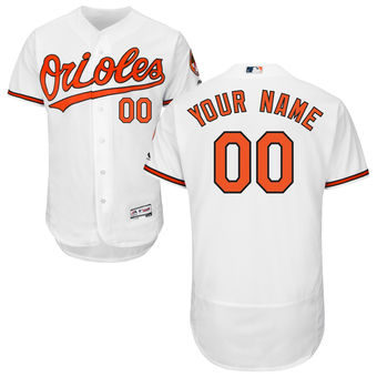 Men's Baltimore Orioles Majestic Home White Flex Base Authentic Collection Custom Jersey Men's Baltimore Orioles Majestic Home White Flex Base Authentic Collection Custom Jersey