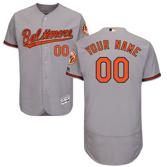 Men's Baltimore Orioles Majestic Road Gray Flex Base Authentic Collection Custom Jersey Men's Baltimore Orioles Majestic Road Gray Flex Base Authentic Collection Custom Jersey