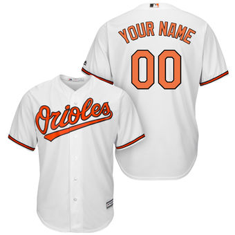 Men's Baltimore Orioles Majestic White Home Cool Base Custom Jersey Men's Baltimore Orioles Majestic White Home Cool Base Custom Jersey