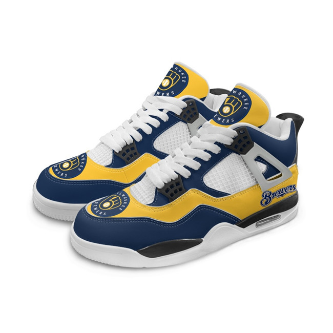 Women's Milwaukee Brewers Running Weapon Air Jordan 4 Shoes 003