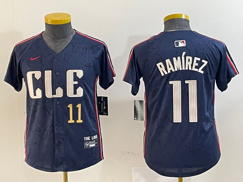 Youth Cleveland Guardians #11 José Ramírez Navy 2024 City Connect Limited Stitched Baseball Jersey 3