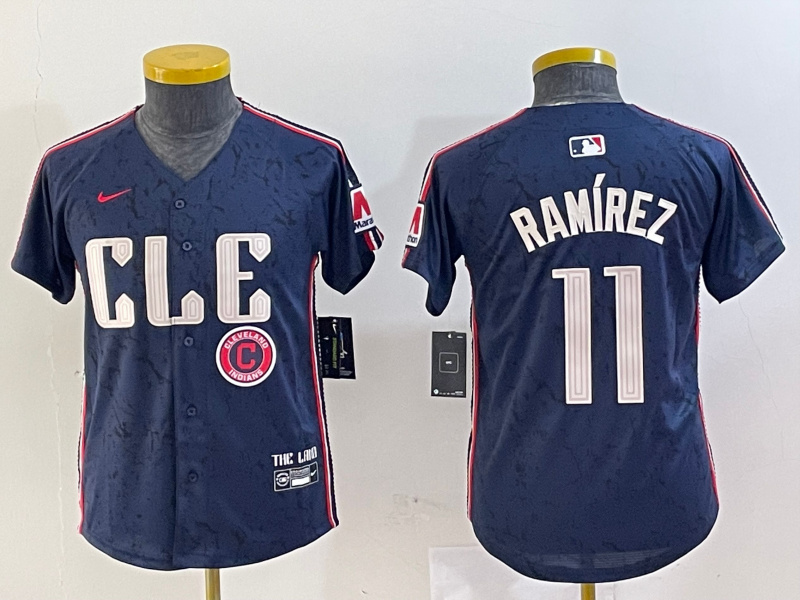 Youth Cleveland Guardians #11 José Ramírez Navy 2024 City Connect Limited Stitched Baseball Jersey 2
