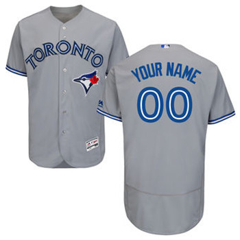 Men's Toronto Blue Jays Majestic Home White Flex Base Authentic Collection grey Custom Jersey
