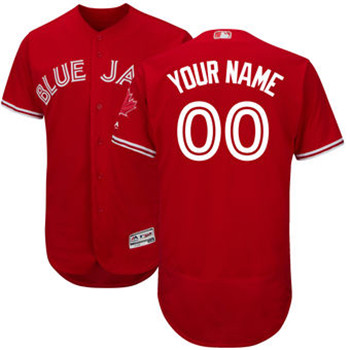 Men's Toronto Blue Jays Majestic Home White Flex Base Authentic Collection Red Custom Jersey